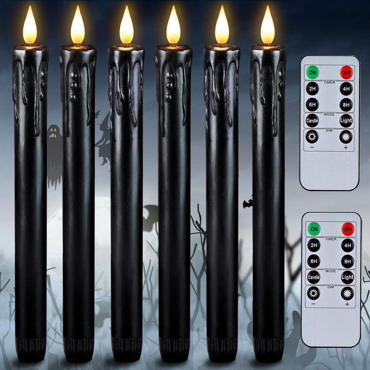Homemory Real Wax LED Flameless Taper Candles with Remote Timer, 9.6 Inches Ivory Fake Candlesticks, Dripless Battery Operated Window Candle with 3D Flickering Flame for Fireplace Xmas Halloween