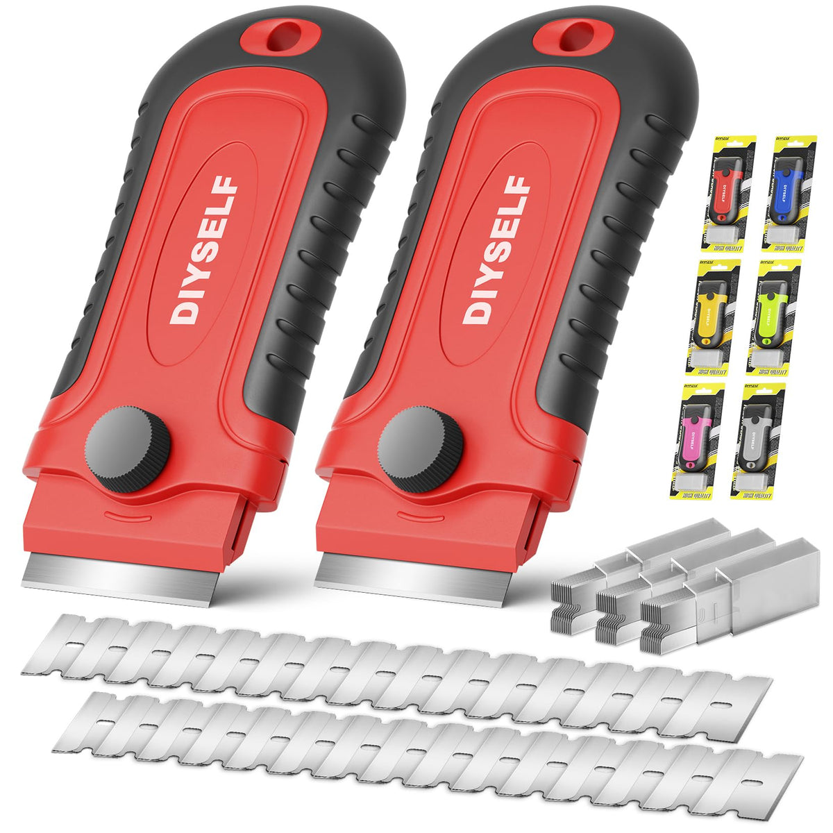 DIYSELF 1 Pack Razor Blade Scraper with 15 Extra Blades, Scraper Tool