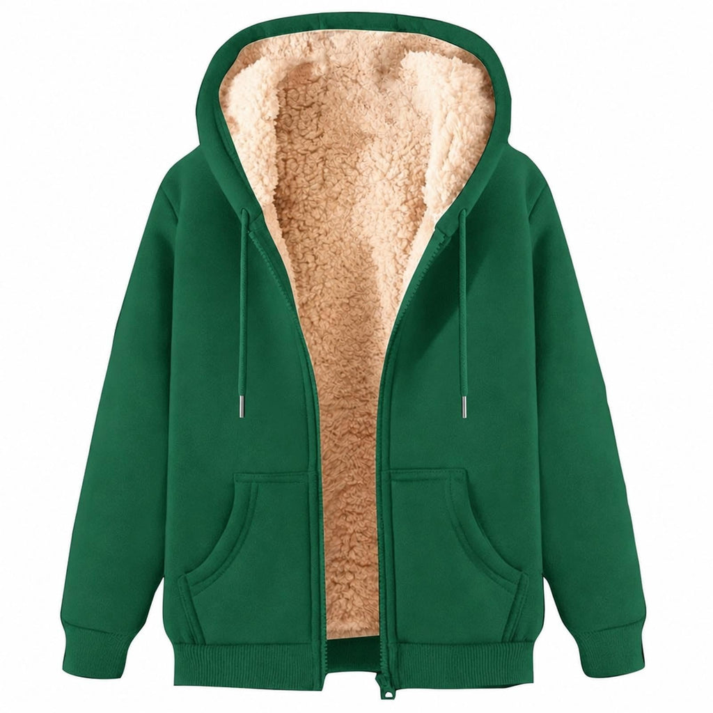 Womens Teddy Fleece Hoodies Sherpa Lined Fuzzy Jacket with Pockets Full Zip Hooded Adjustable Sweatshirts Ladies Winter Warm Jumper Coat Outwear Thermal Outfits Clothing