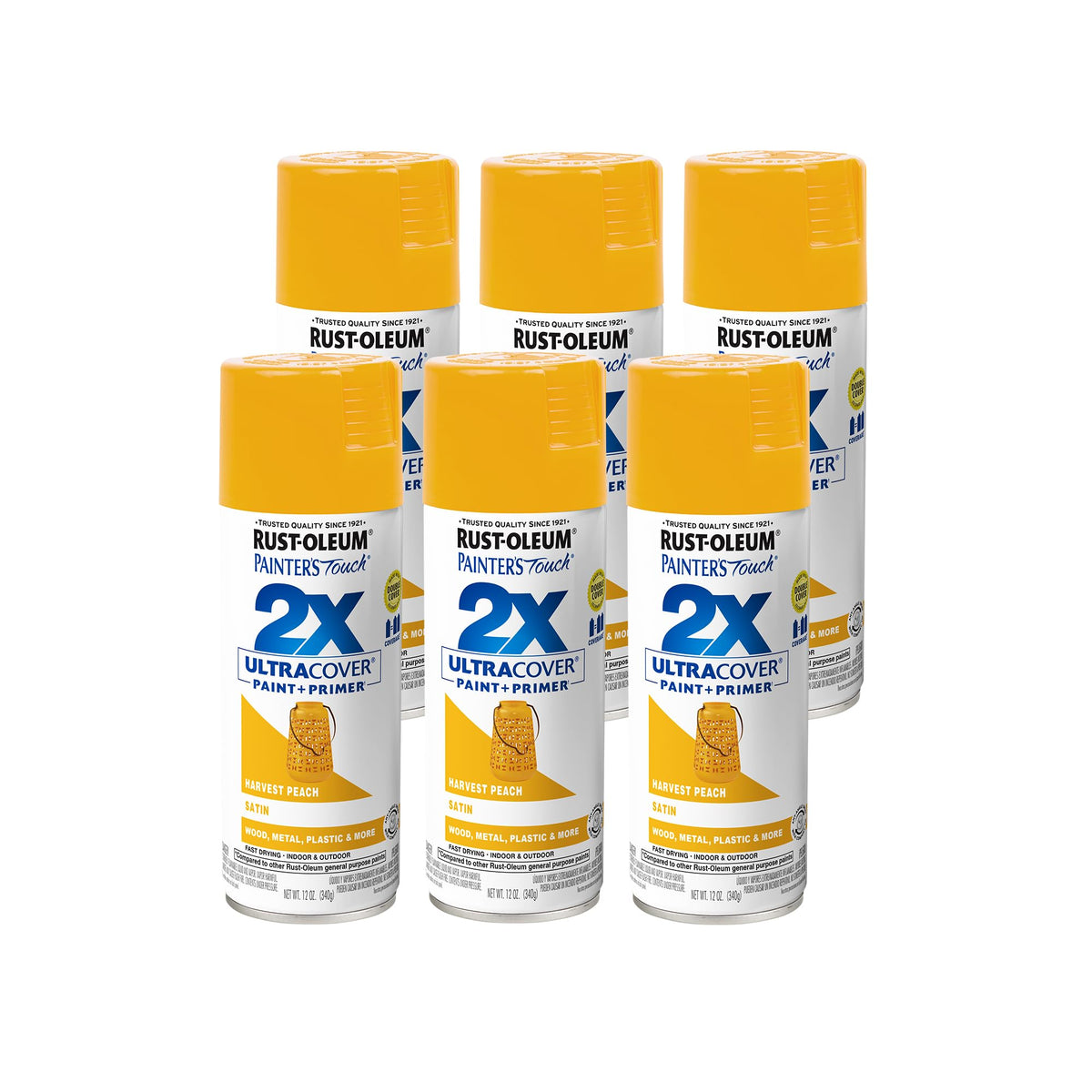 Rust-Oleum 334023-6PK Painter's Touch 2X Ultra Cover Spray Paint, 12 oz, Gloss Almond, 6 Pack