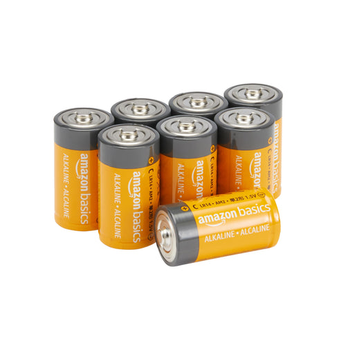 Amazon Basics 12-Pack C Batteries Alkaline 1.5V, 5-Year Shelf Life