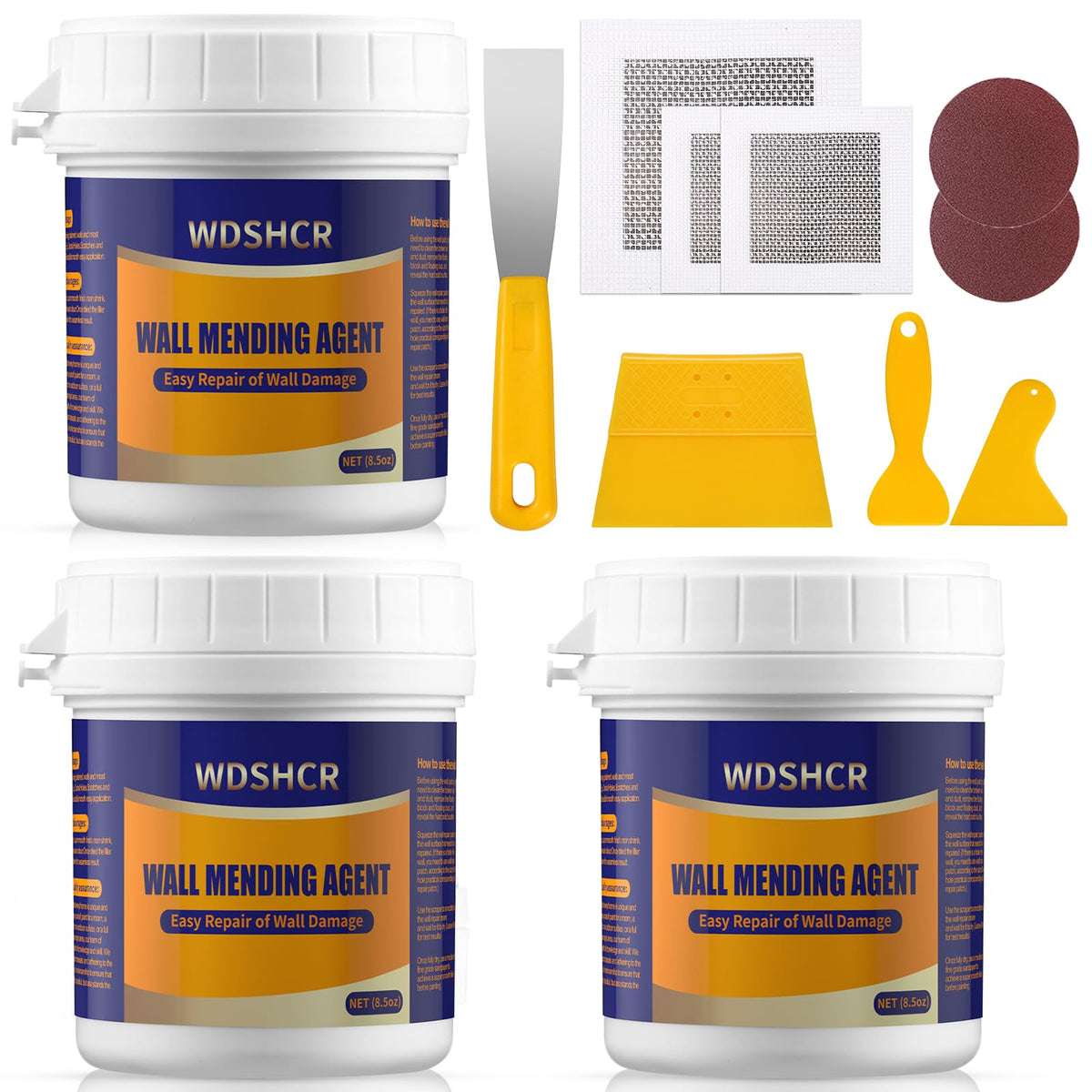 Drywall Repair Kit Drywall Hole Repair Patch Kits Wall Spackle Repair Paste with 8.5OZ White Wall Repair Putty with Scraper, Wall Surface Hole Fill Quick and Easy Solution (1Pack)