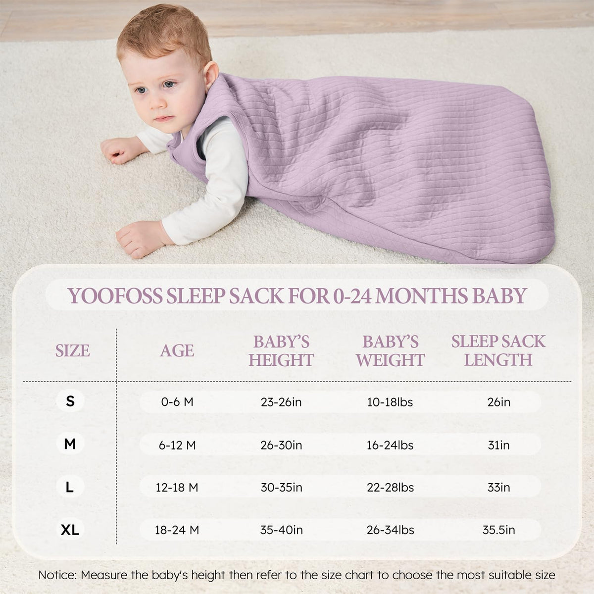 Yoofoss Baby Sleeping Bag 2.5 Tog 12-18 Months Grey