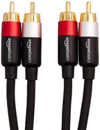 Amazon Basics 2 RCA Cables for Amplifier, Active Speakers or Subwoofer, 1.2 m, Black
