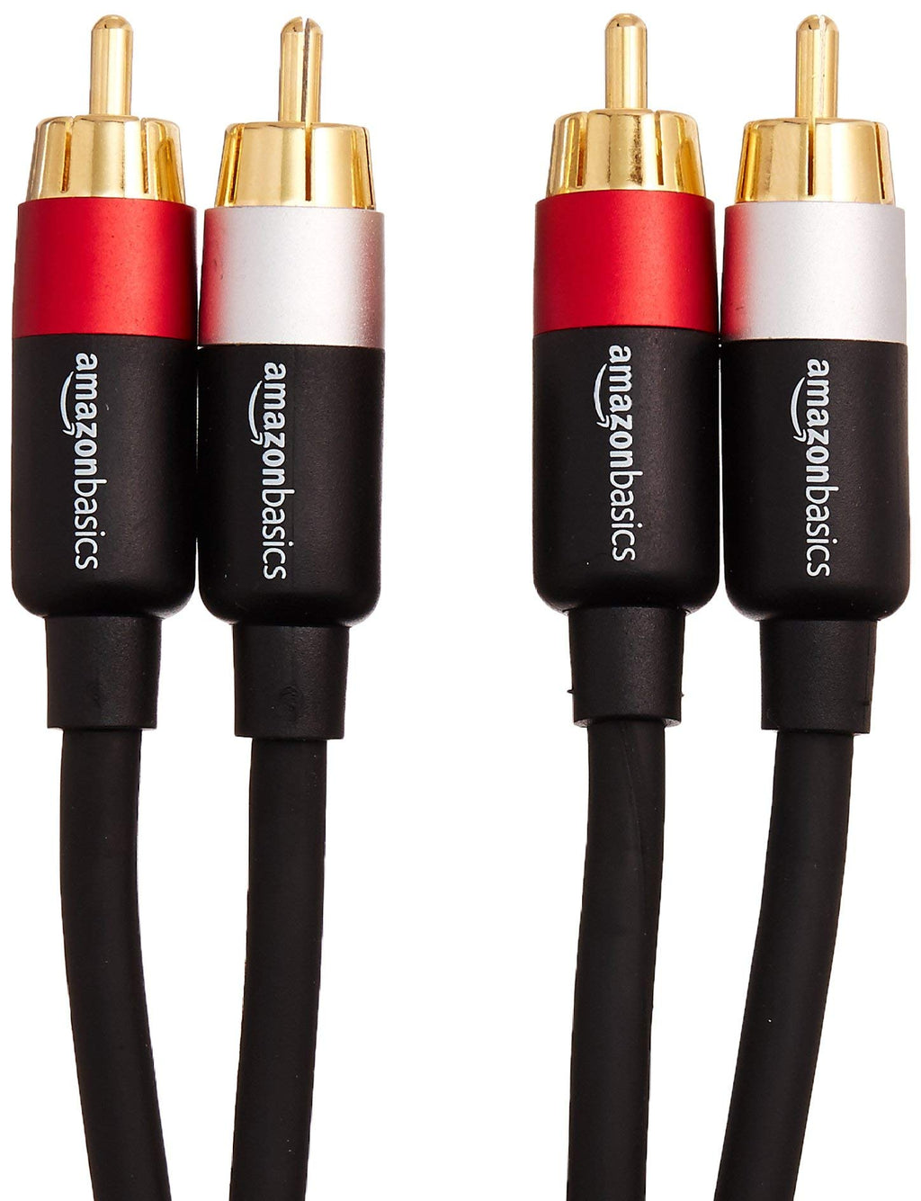 Amazon Basics 2 RCA Cables for Amplifier, Active Speakers or Subwoofer, 1.2 m, Black