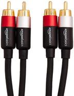 Amazon Basics 2 RCA Cables for Amplifier, Active Speakers or Subwoofer, 1.2 m, Black