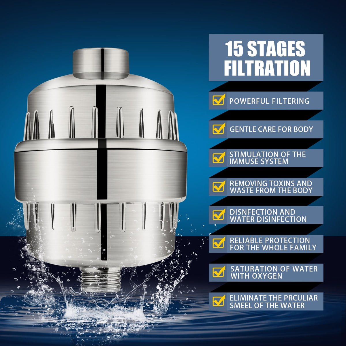 FEELSO Shower Head with Shower Filter, Filtered Shower Head for Hard Water