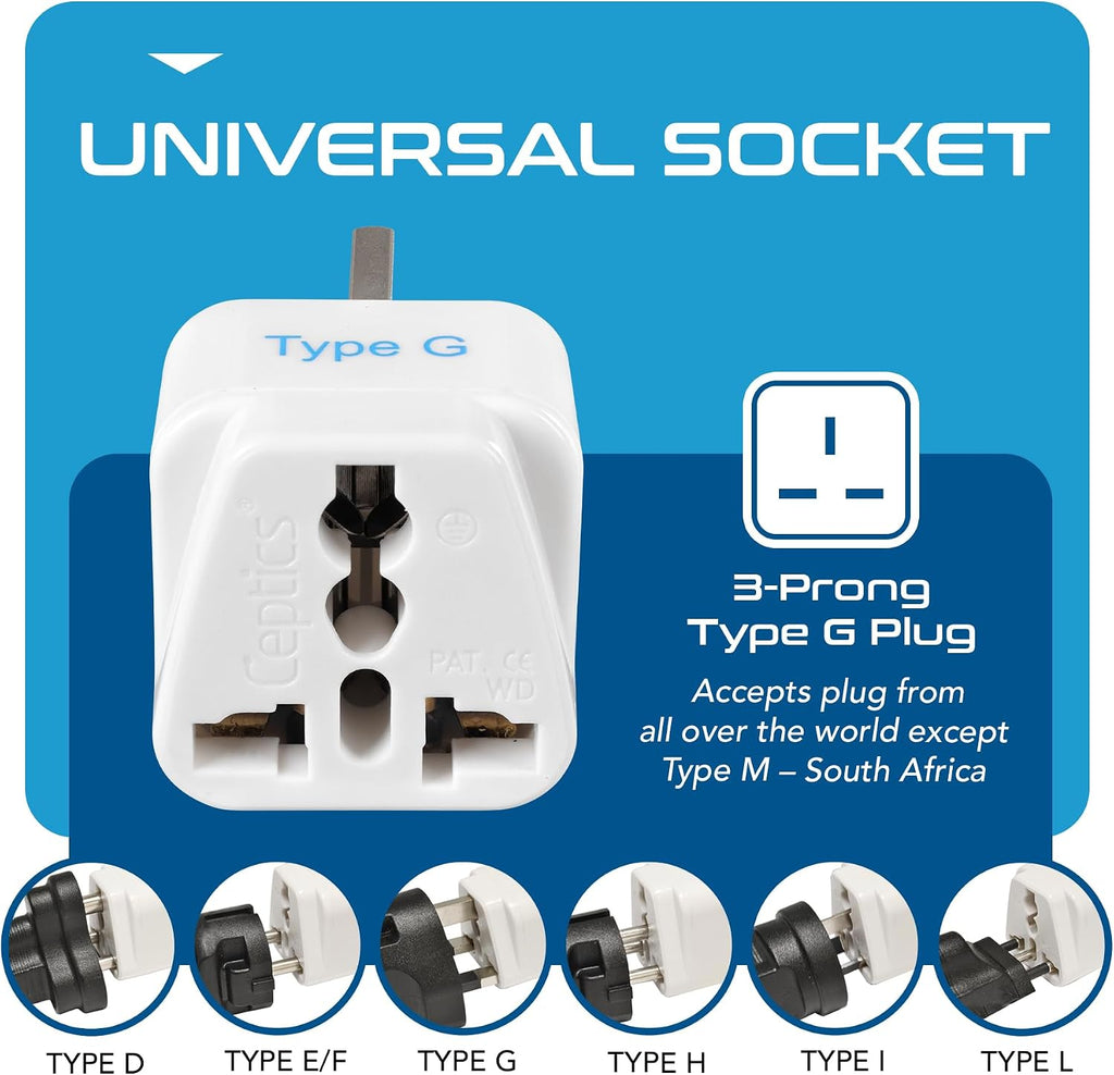 Ceptics 45W Universal Travel Adapter w/ 3 USB-A, 2 USB-C & Universal Input