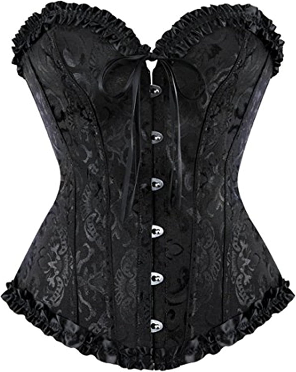 Felcia Women's Corsets Sexy Brocade Overbust Lace up Boned Corsets Shapewear Outfit