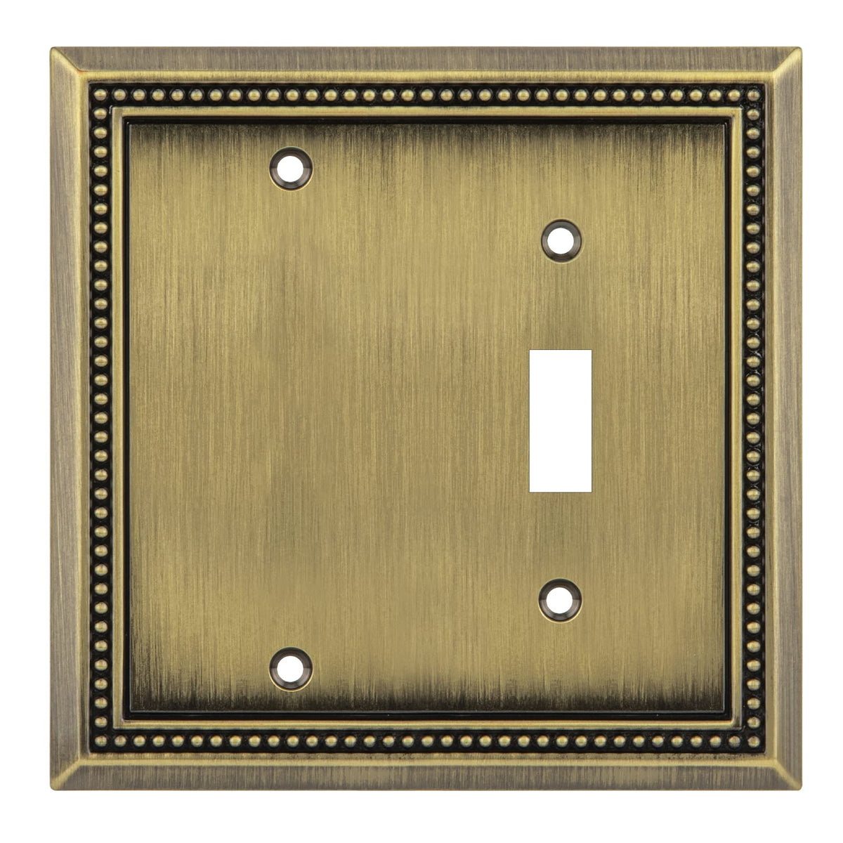 Sunken Pearls Heavy-Duty 4 Toggle Light Switch Plate, Antique Brass, 1 Pack
