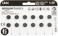 Amazon Basics 12-Pack LR44 Alkaline Button Cell Battery, 1.5 Volt, Long Lasting Power, Mercury-Free