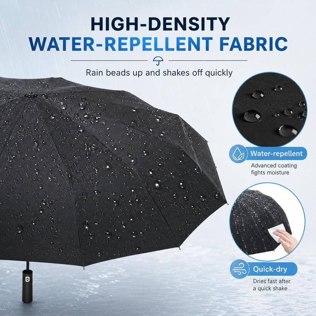 24K Strongest Windproof Travel Compact Umbrella Sturdy Frame Automatic Umbrella for Women & Men