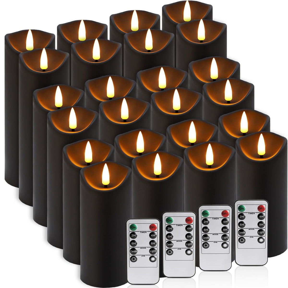 YOROXRG Solar flameless Candles Outdoor Waterproof,Dusk to Dawn Outdoor Lighting, Flickering fameless Reusable LED Light Candles for Lantern Garden Camping and Home Decor, 3D Wick (3"X6") Set of 2