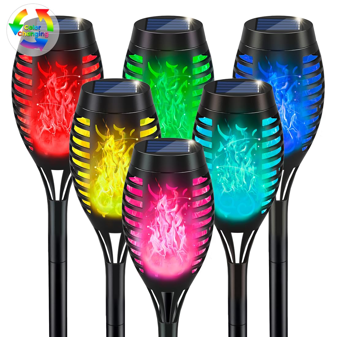 IkeeRuic Solar Torch Light with Flickering Flame for Halloween Decorations