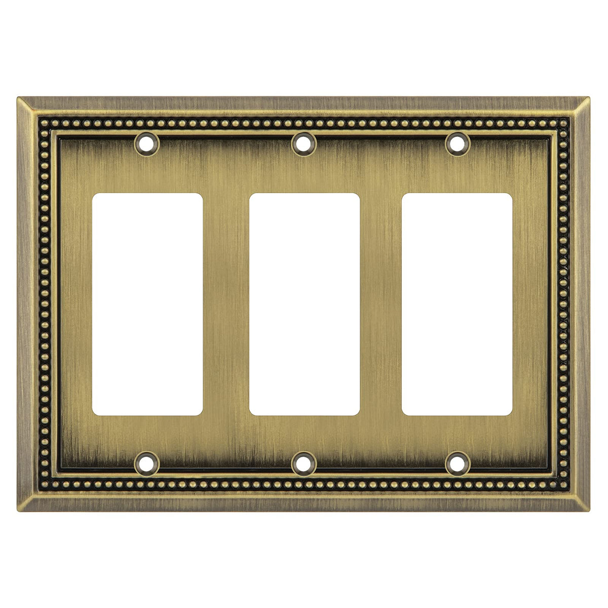 Sunken Pearls Heavy-Duty 4 Toggle Light Switch Plate, Antique Brass, 1 Pack