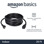 Amazon Basics Extension Cord, 3 Prong Outlet Extender, Indoor Power Cord, 13 Amps, 125V, 6 Ft, Black