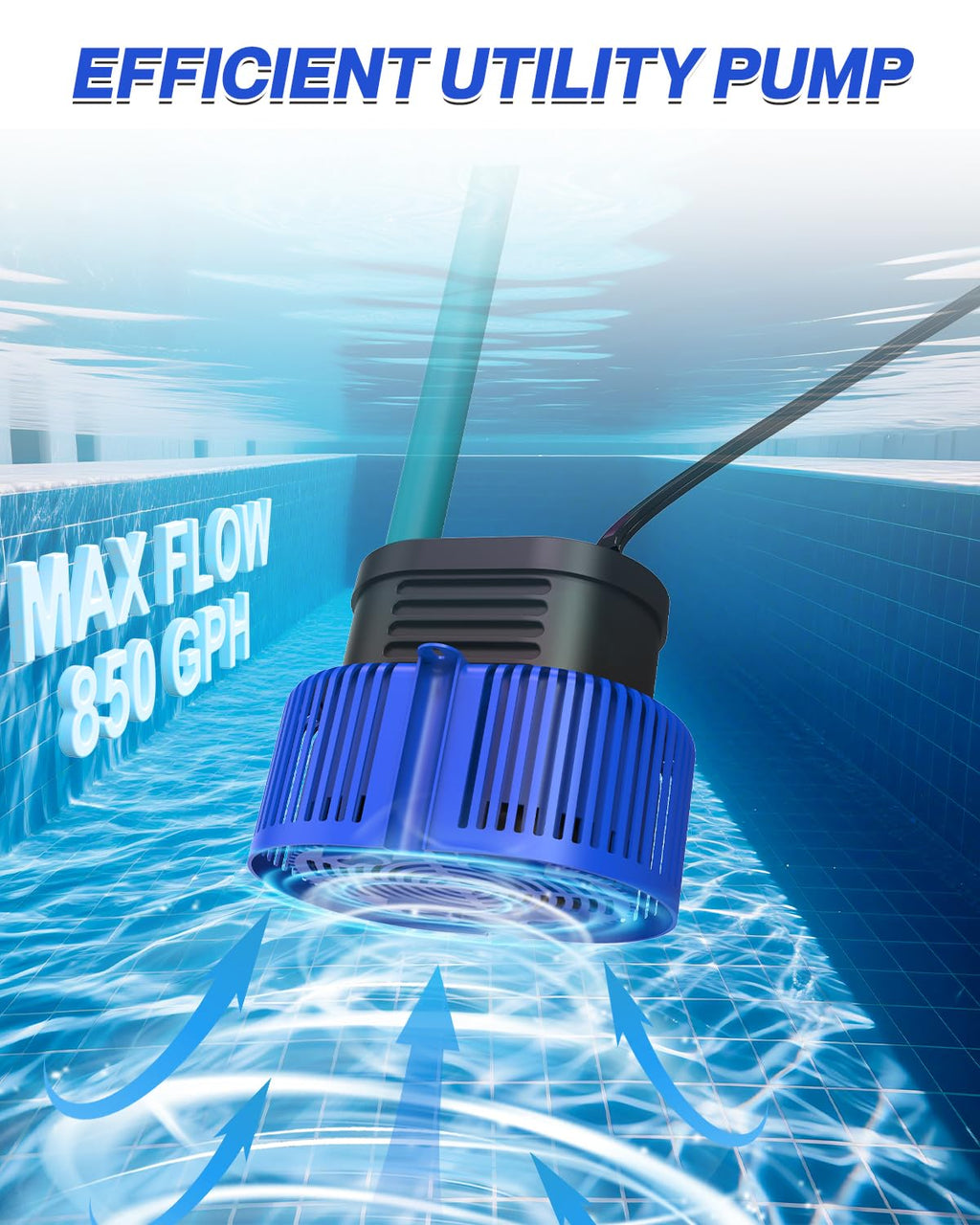 AgiiMan 850GPH Pool Cover Pump, Submersible Sump Pump above Ground