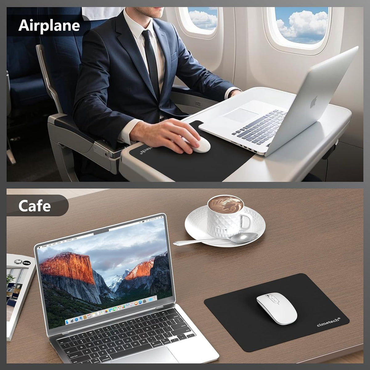 cimetech Mouse Mat, Gaming Mouse Pad, Ultra Thin Portable Mousepad, Black
