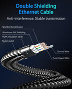 ARISKEEN Cat 8 Ethernet Cable 8M, Cat8 Braided Flat High-Speed Gigabit Rj45 STP Shielded Internet Network Lan Patch Cable Cord for Modem Router Computer TV PC