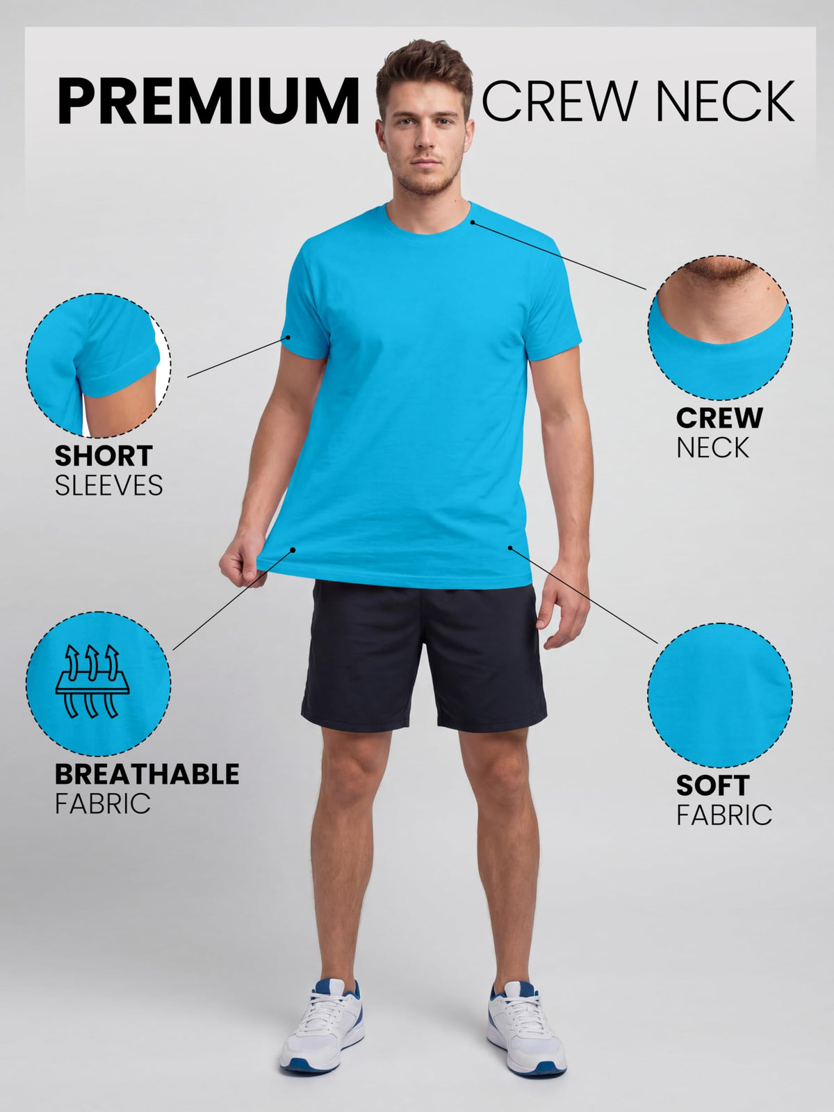Love My Fashions Mens Plain T Shirt Crew Neck & Short Sleeve Cotton Tops for Men
