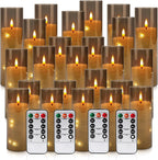 YOROXRG Solar flameless Candles Outdoor Waterproof,Dusk to Dawn Outdoor Lighting, Flickering fameless Reusable LED Light Candles for Lantern Garden Camping and Home Decor, 3D Wick (3"X6") Set of 2