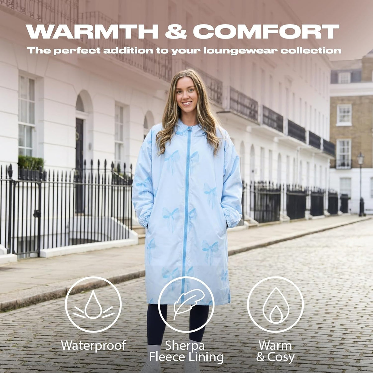 OHS Adults Drying Robe, Water-Resistant Changing Robe Gifts for Women Comfy Sherpa Privacy Robes for Women Men, Stay Dry Jacket Swimming Camping Drying Robes - S/M, L/XL