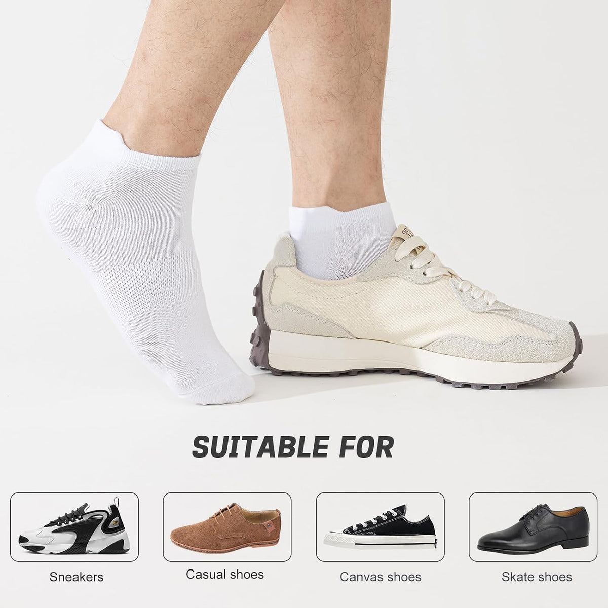 Niorasen Bamboo Trainer Socks for Men & Women, 6 Pairs, Low Cut