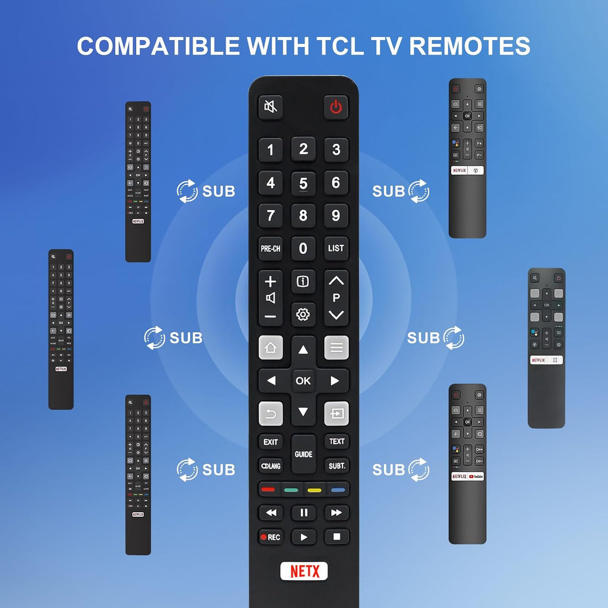 Replacement TCL TV Remote Control RC802N for TCL Android & LCD LED 4K Smart TVs: 32DS520, 40S6000FS, 49S6000FS, 49DP600, F43S5916, 50DP600, H32S5916, U49P6016, U55P6006 – No Setup Required