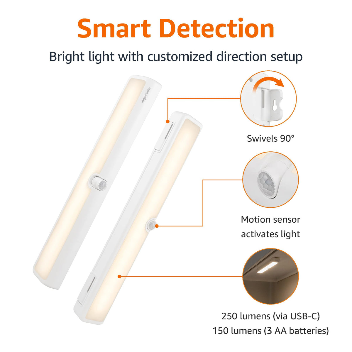 Amazon Basics LED Puck Lights, Battery Operated, 50 Lumens, Under Cabinet Lighting, Easy to Install, Easy to Use, Adhesive Backing, 2-Pack, White