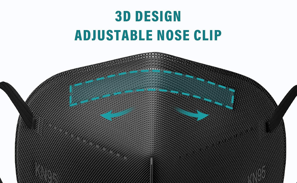 LEMENT 50pcs KN95 Face Mask Black 5-Layer Filter≥95% Cup Dust Safety Masks