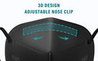 LEMENT 50pcs KN95 Face Mask Black 5-Layer Filter≥95% Cup Dust Safety Masks