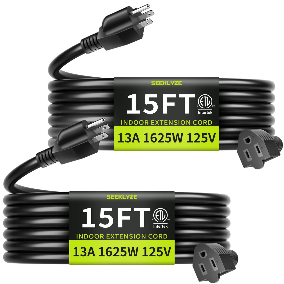 16/3 Black Extension Cord 6 FT Indoor, Short Extension Cord