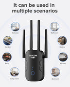 2026 Newest1 WiFi Booster Range Extender 1200Mbps WiFi Extender Booster Dual Band 5GHz & 2.4GHz Wireless Internet Booster/Hotspot with Wider Coverage, Broadband Extender, UK Plug