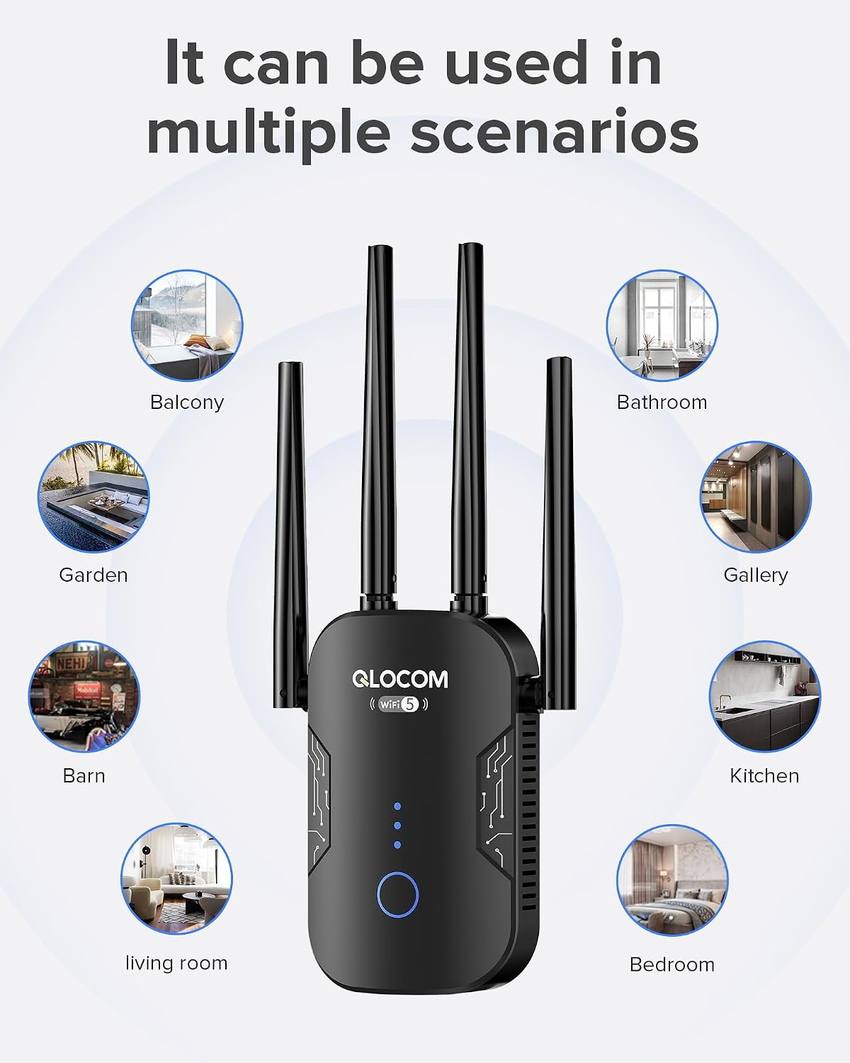 2026 Newest1 WiFi Booster Range Extender 1200Mbps WiFi Extender Booster Dual Band 5GHz & 2.4GHz Wireless Internet Booster/Hotspot with Wider Coverage, Broadband Extender, UK Plug