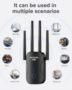 2026 Newest1 WiFi Booster Range Extender 1200Mbps WiFi Extender Booster Dual Band 5GHz & 2.4GHz Wireless Internet Booster/Hotspot with Wider Coverage, Broadband Extender, UK Plug