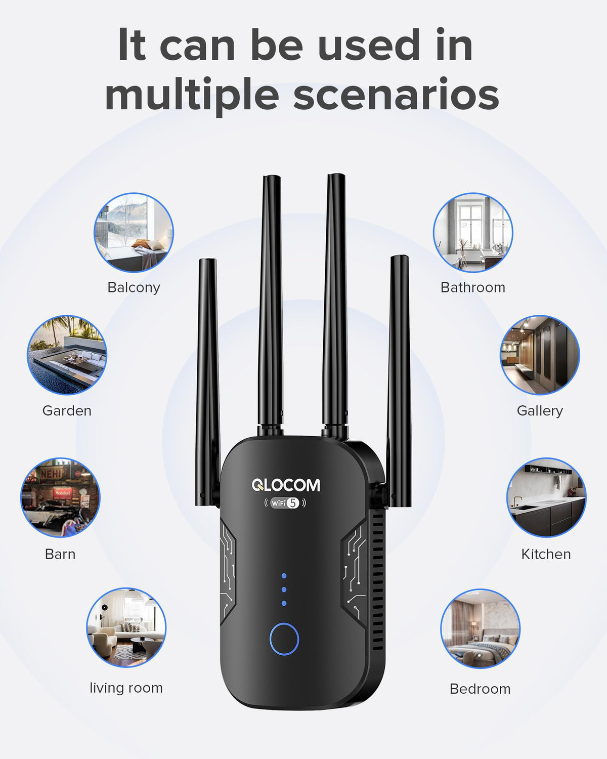 2026 Newest1 WiFi Booster Range Extender 1200Mbps WiFi Extender Booster Dual Band 5GHz & 2.4GHz Wireless Internet Booster/Hotspot with Wider Coverage, Broadband Extender, UK Plug