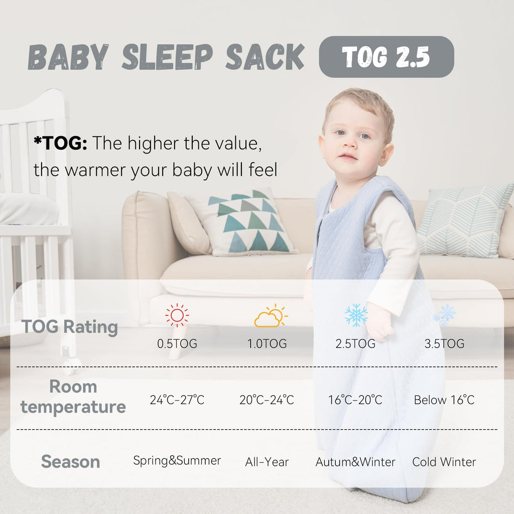 Yoofoss Baby Sleeping Bag 2.5 Tog 12-18 Months Grey