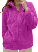 Fleece Winter Jackets for Women UK Fashion Warm Soft Fluffy Coats Causal Solid Color Long Sleeve Full Zip Jacket Elegant Callor Lapel Cardigans Ladies Teddy Fleece Outwear Gifts for Daily Holiday