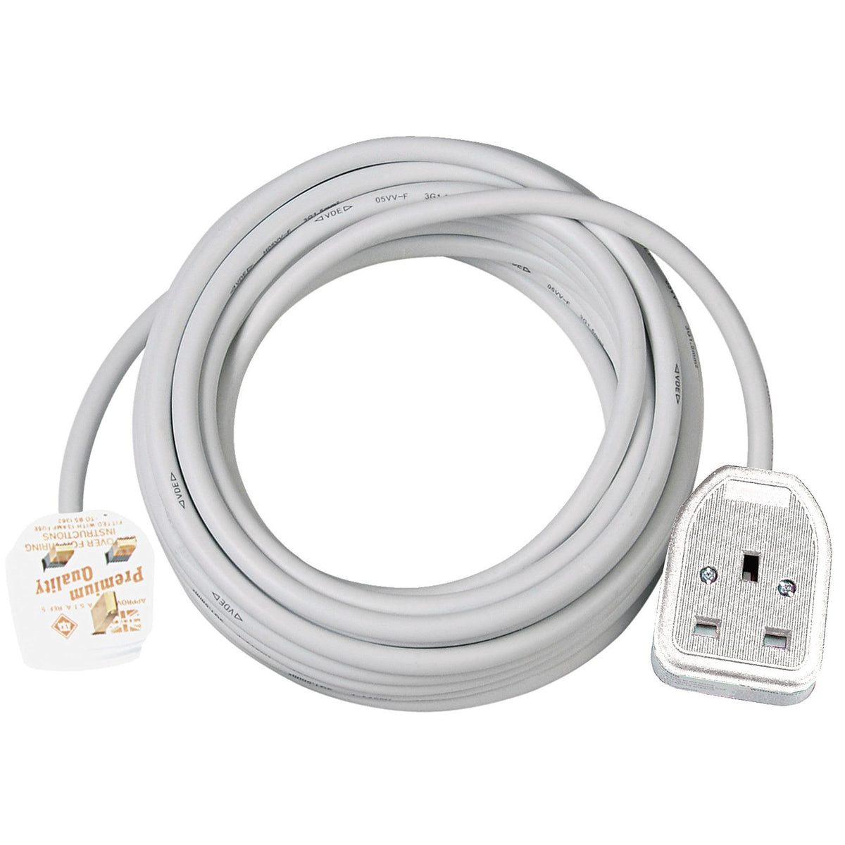 Brennenstuhl Extension Cable for home and office (2m cable for indoor use, with socket 13 A BS) white