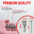 Plasterboard Fixings – 20pcs Heavy Duty Drywall Anchors & Screws, Metal Self Drilling Wall Plugs for Strong Grip