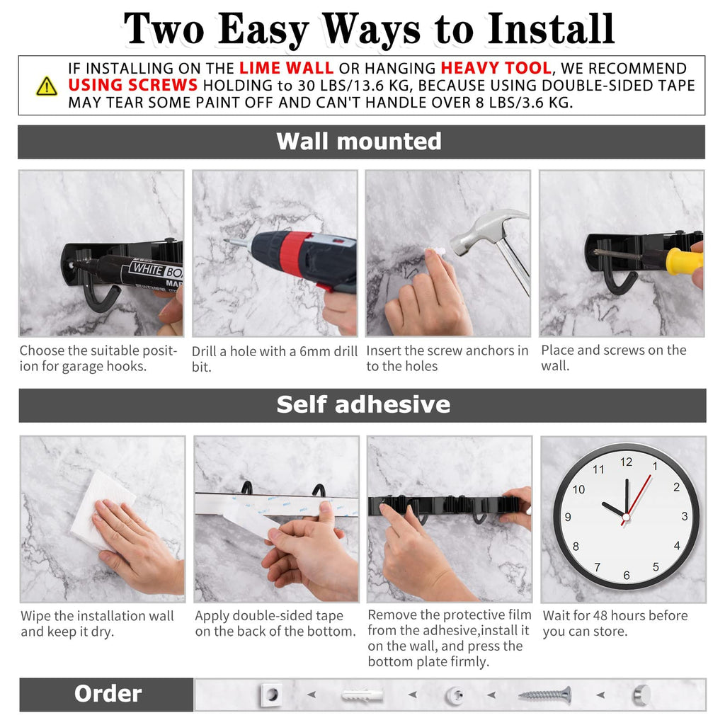 AceMining Broom Holder Wall Mount, 5 Racks 4 Hooks Heavy Duty Mop Organizer