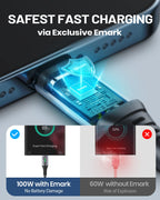 INIU USB C Cable, 2m White 100W Fast Charging Type C Cable