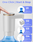 Water Jug Pump for 5 Gallon Bottle – Portable Electric USB-C Charging Dispenser, Dual Powerful Motors, Fast Flow, Fits 2-5 Gallon Jugs – Ideal for Home, Office, Camping, RV, Beige