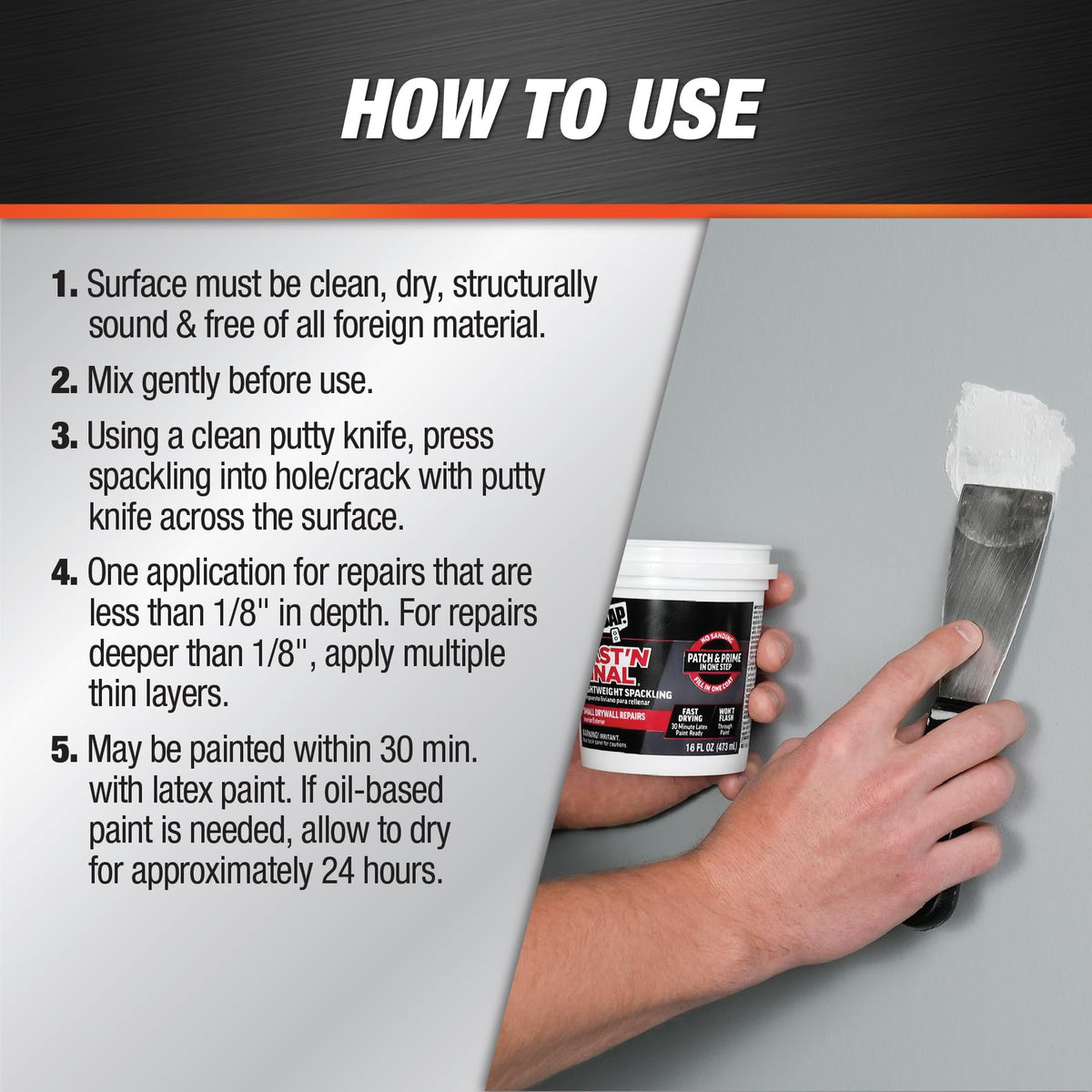 DAP Fast 'N Final Lightweight Spackling, White, 8 Oz (7079812140) (Pack of 12)