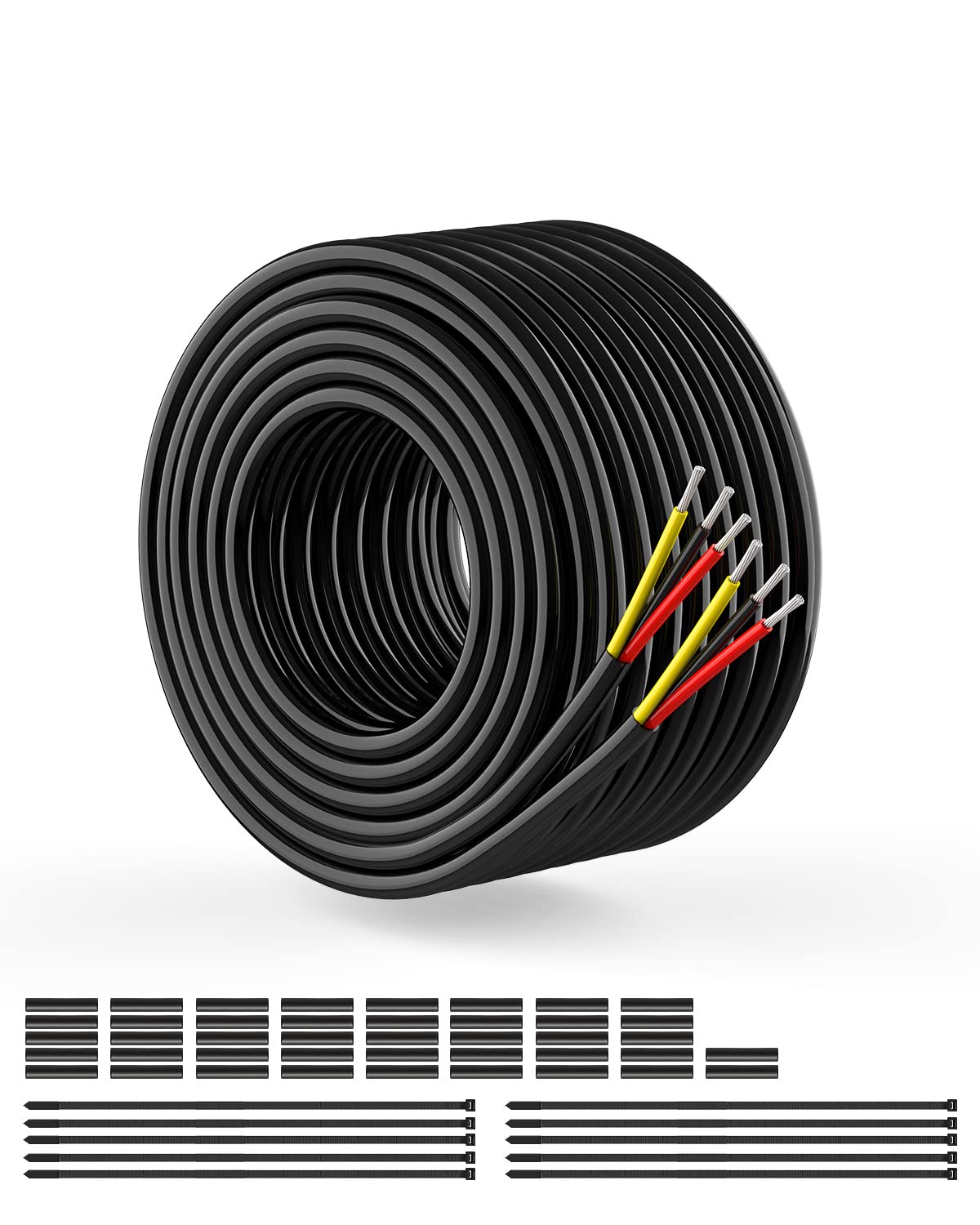 NAOEVO 14 Gauge Wire 3 Conductor, 14 Gauge Automotive Wire 12V Cable, 50FT