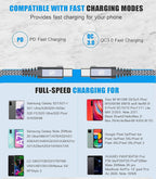 2-Pack 2m 60W USB C to USB C Charger Cable, PD Type C Super Fast Charging for iPhone 17 air 16 15 MacBook iPad Pro, Samsung Flip Fold 7 6 5 S26 S25 S24 S23 Ultra, Steam Deck, Nintendo Switch etc