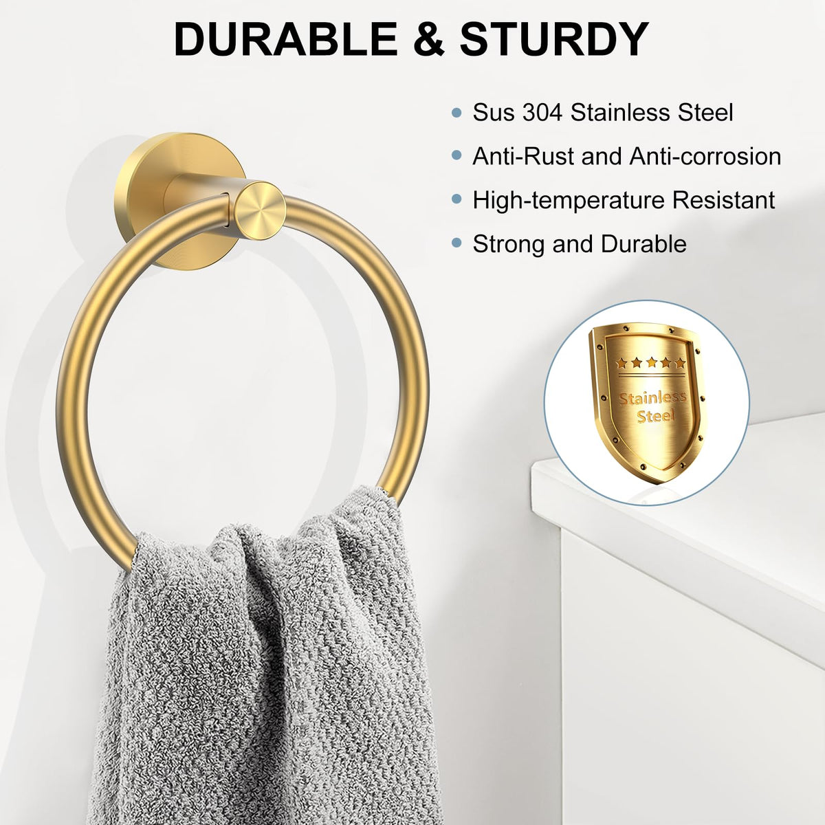 SetSail Towel Holder for Bathroom Wall Matte Black Towel Ring