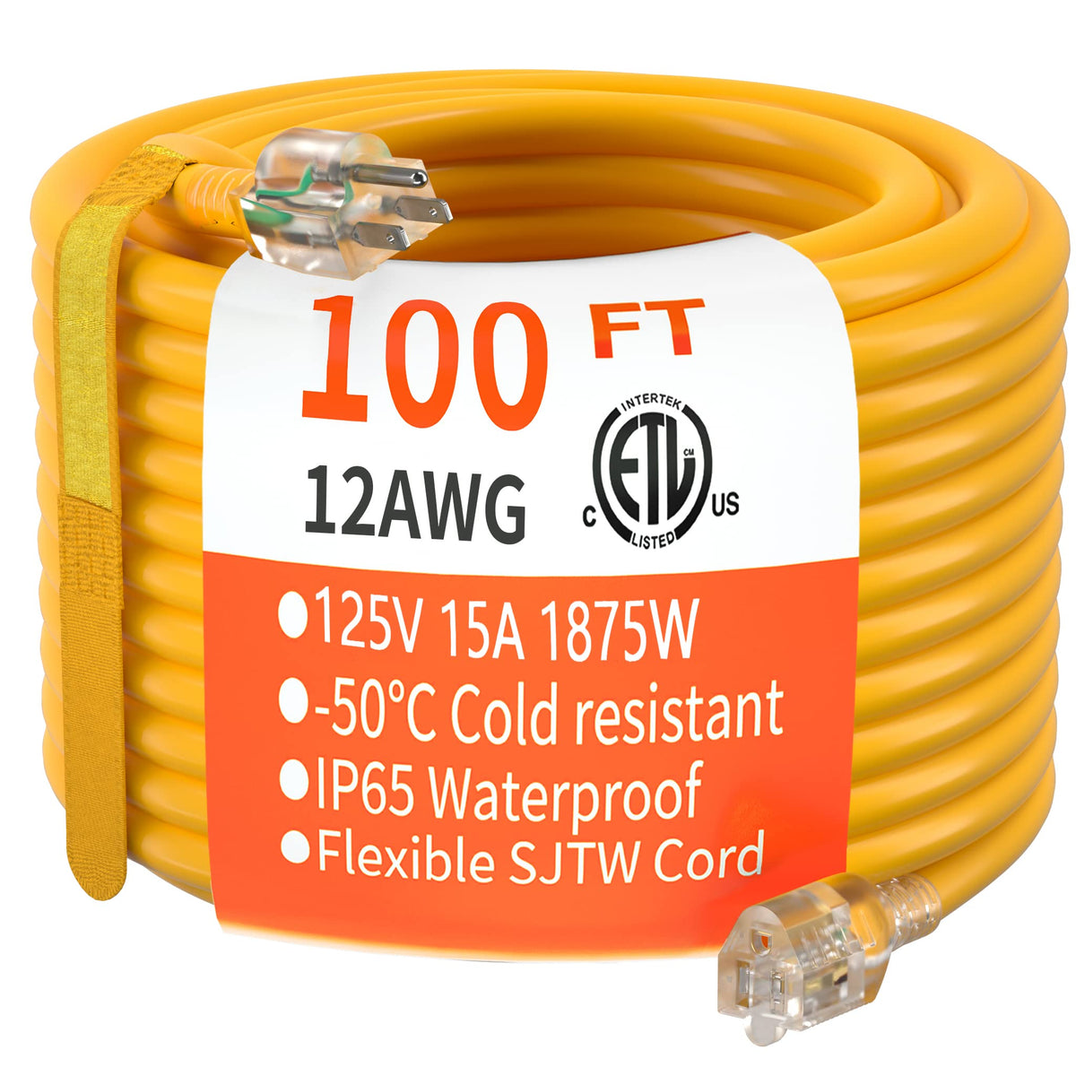 HUANCHAIN Indoor Black Extension Cord 3 FT Waterproof 16/3 Gauge
