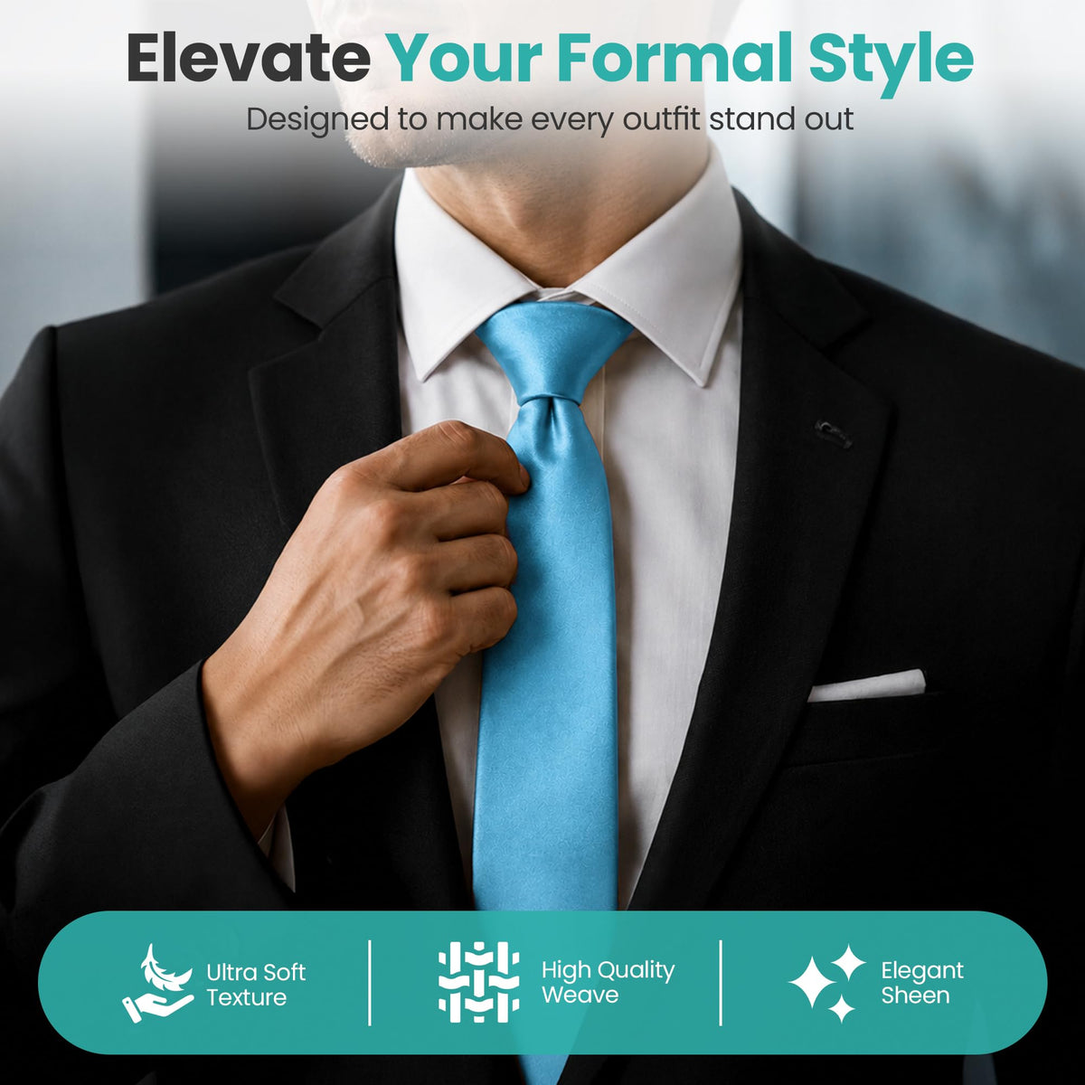 Trimming Shop 5cm Slim Skinny Solid Colour Necktie for Mens