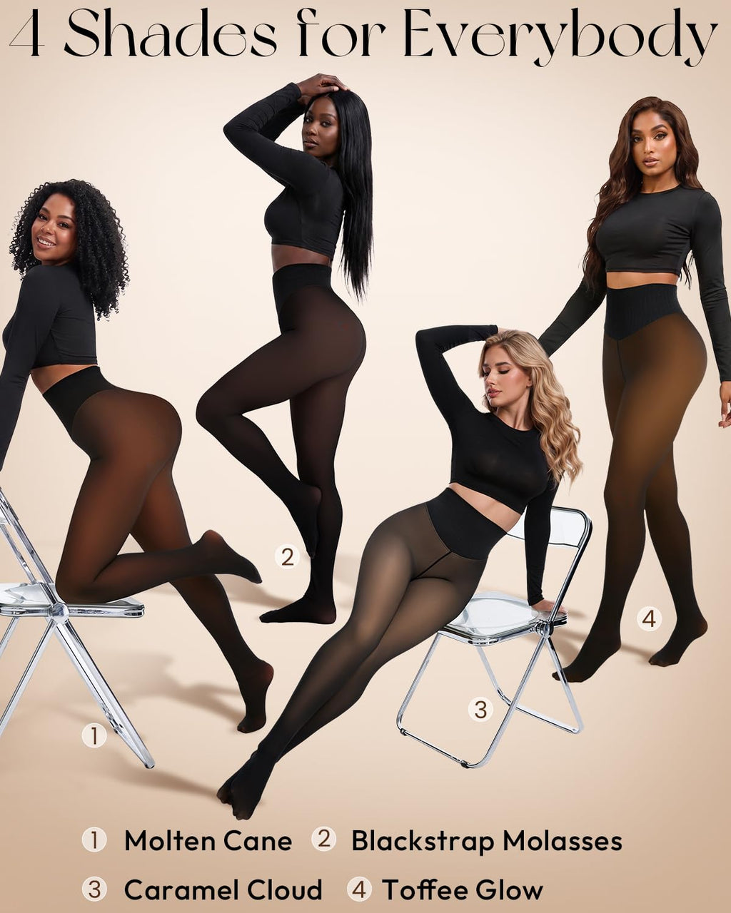 Fleece Lined Tights Leggings Women High Waist Sheer Thermal Tights